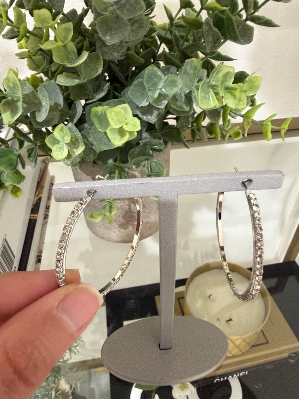 Cache Rhinestone Hoop Earrings - Picture 6 of 8